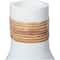 20" White Ceramic Vase with Wrapped Rattan Detailing